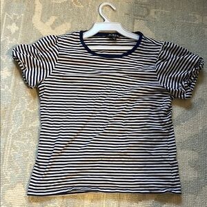 J. Crew Blue and White Striped Short Sleeve Tee